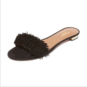 Aquazzura Wild Thing Slides (Black)